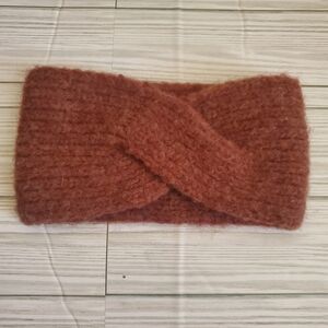 Womens Winter Ear Cover Brown Wool Blend Headband Warm Ski Cozy Hair